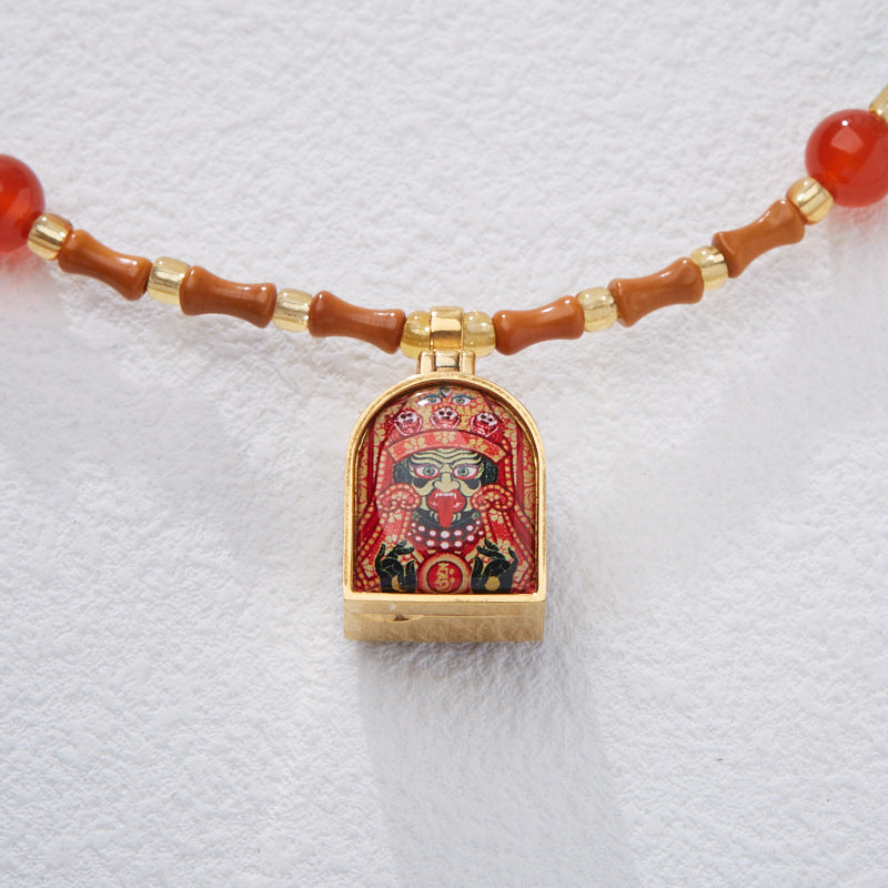 Tibetan Style Zakiram Zodiac Birth Year Buddha Necklace Thangka Gawu Box New Chinese Style Olive Stone Bamboo Knot Pendant