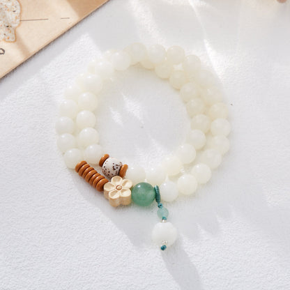Custom Processing Original Natural Bodhi Root Bracelet White Jade Bodhi108Buddha Beads Prayer Beads Bodhi Bracelet