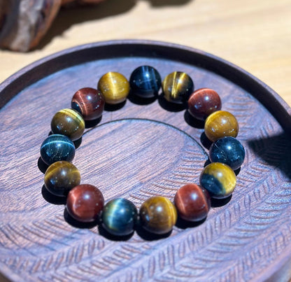 Natural Red Blue Yellow Tiger Eye Bracelet AA Red Blue Yellow Tiger Eye Stone Bracelet Yiwu Small Goods Cross-border hot sale