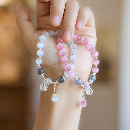 Opal Bracelet for Women ins Niche Design Simple Crystal Bracelet Moonstone Beaded Bracelet Best Friend Gift