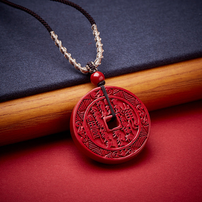 Mountain Ghost Money Necklace Raw Ore High Content Purple Gold Sand Emperor Sandstone Necklace Birth Year Cinnabar Pendant Pendant