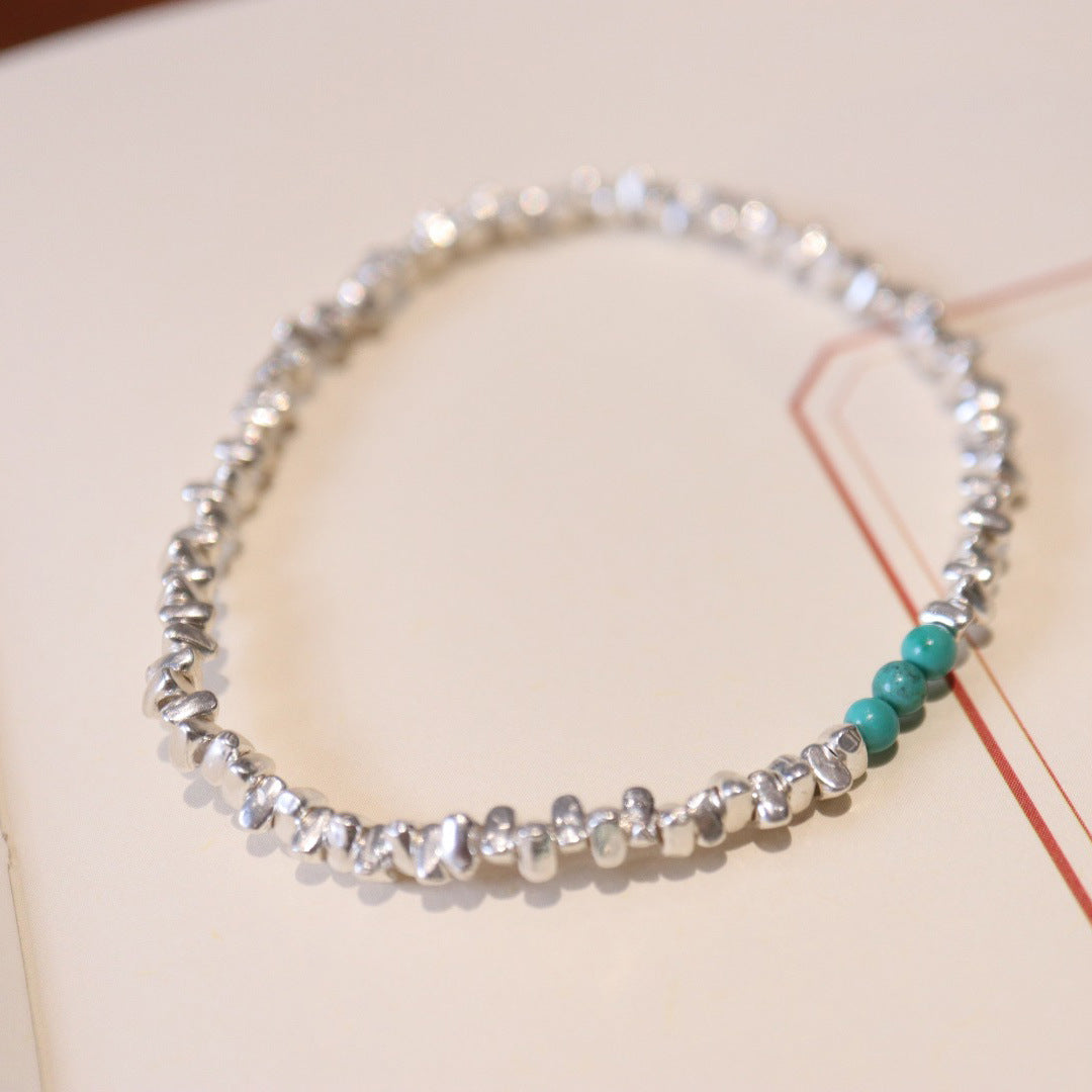Yiyi｜Small pieces of silver S925Sterling Silver Bracelet for Women Original Niche Design Natural Crystal Beaded Bracelet Vintage Style Gift