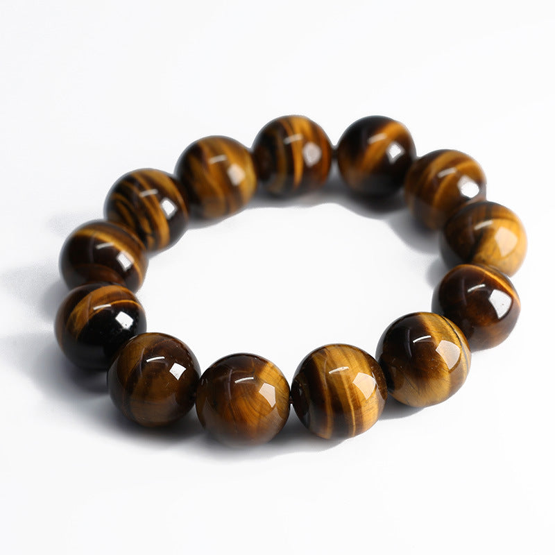Jiaer Same Style Natural2A Premium Tiger Eye Stone Bracelet Wood Transformation Stone Tiger Clear Stone Bracelet High-end Couple Bracelet