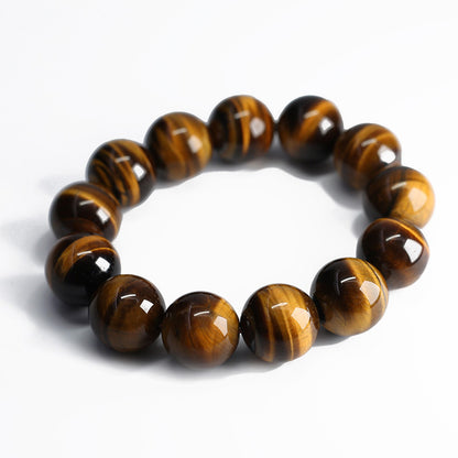 Jiaer Same Style Natural2A Premium Tiger Eye Stone Bracelet Wood Transformation Stone Tiger Clear Stone Bracelet High-end Couple Bracelet