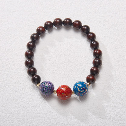 Natural Small Leaf Red Sandalwood Bracelet Authentic Old Material Sandalwood Buddha Beads Unisex Five-Way Five-Element Beads Wenwan Play Bracelet