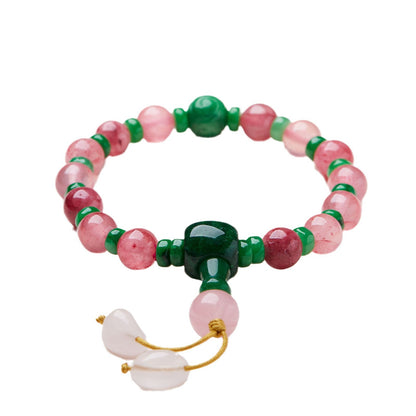 Museum Replica Qing Palace Eighteen Seeds Handheld Eighteen Beads Pink Bracelet Buddha Beads Cheongsam Brooch Pendant