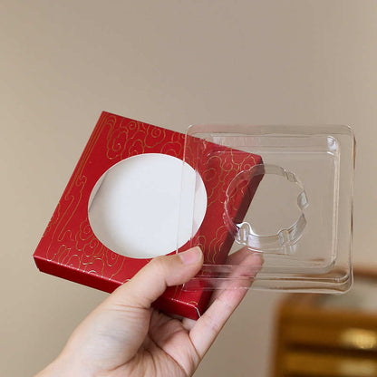 New Square Paper Blank Red Gift Box Cloud Pattern Blow Mold Bracelet Box Pendant Box Museum Style Gift Box