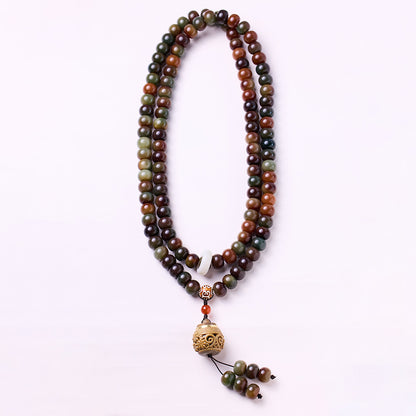 Dunhuang Wen Tian Weathered White Jade Bodhi Root Bracelet Play Bodhi Seed Bracelet Buddhist Beads Prayer Beads Sweater Chain Dual-use Style