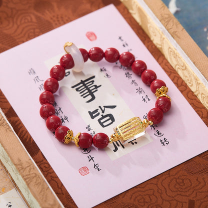 Xiangxi Original Mine High Content Imperial Cinnabar Bracelet Five Strands Ancient Method Velvet Cinnabar High-end Bracelet