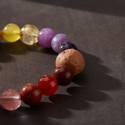 Lingyin Eighteen Seeds Bracelet Nine Purple Fire Eighteen Seeds Design Bracelet Natural Gemstone Multi-Treasure Bracelet