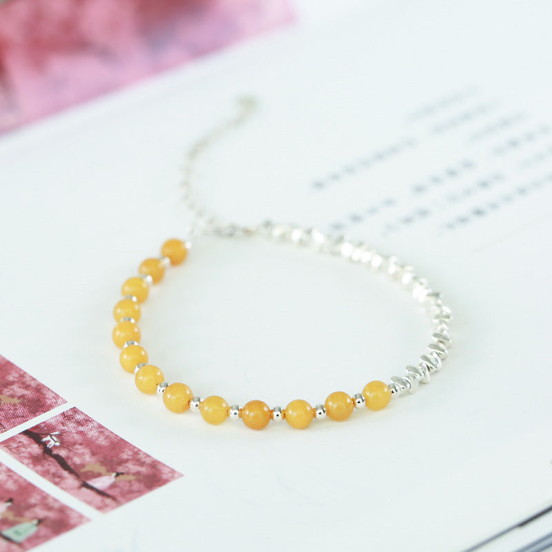 Yiyi｜Small pieces of silver S925Sterling Silver Bracelet for Women Original Niche Design Natural Crystal Beaded Bracelet Vintage Style Gift