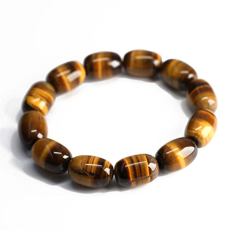 New Chinese Style Natural2A Tiger Eye Stone Bracelet Tiger Clear Cat Eye Wood Changer High-end Couple Bracelet