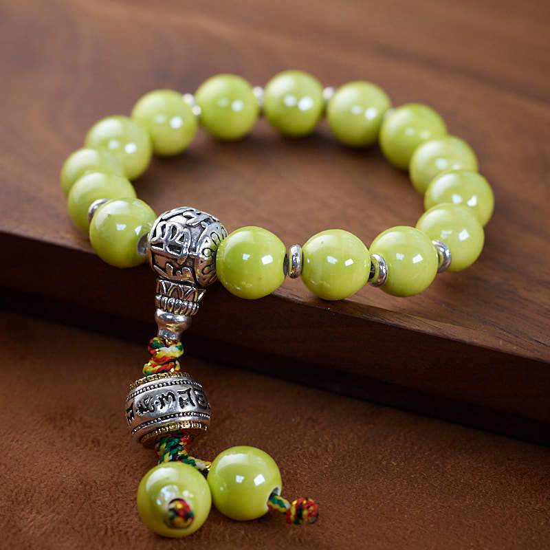 2025Year of the Snake Beijing Yongxiang Ash Glaze Bracelet Ash Porcelain Vajra Glaze Bracelet Temple Souvenir Gift
