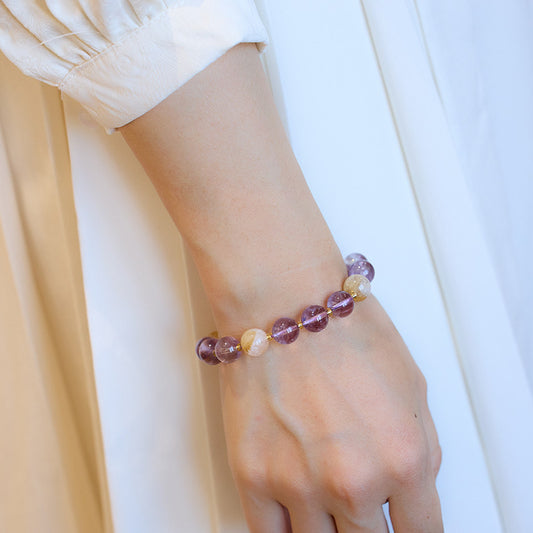 Nine Purple Fire Bracelet for Women Zodiac Year of the Dragon Natural Amethyst Purple Bracelet Multi-Treasure Good Luck Bead Gift