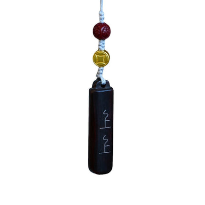 Natural Rosewood Signed Phone Pendant Cinnabar Five Blessings Car Hanging Decoration Keychain Gift