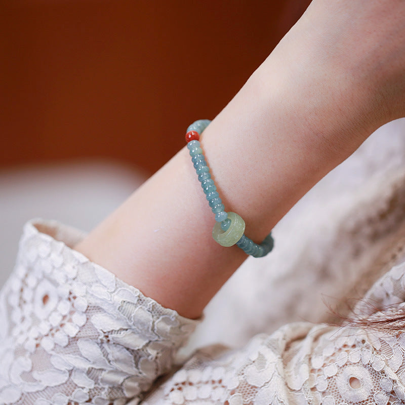 Blue Water Jade Abacus Beads Single Ring Bracelet Hetian Jade Flexible Ring South Red Accessories Hand Jewelry Lucky Lucky Bracelet