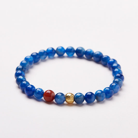 Natural6MM Blue Crystal Stone Bracelet for Women S925Pfaff Mountain Viewing Moon Appreciation Bracelet Oil Painting Blue Gemstone Bracelet