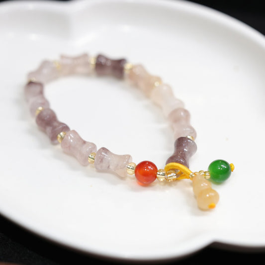 Natural Xinjiang Golden Silk Jade Bracelet for Women, High-Quality Gourd Single Circle Bracelet, Yadan Gobi Jade Ethnic Style Gift