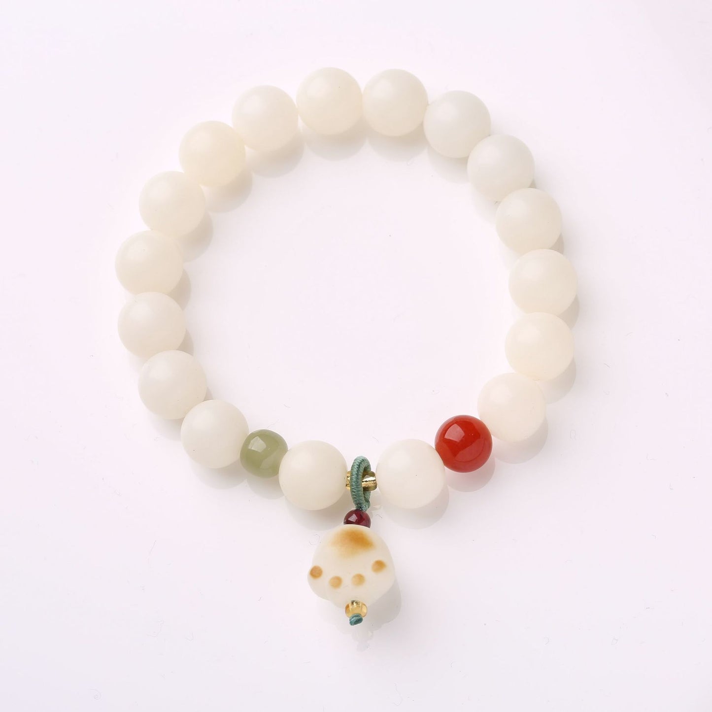 Natural Hainan White Jade Bodhi Bracelet Good Luck Peach Peace Buckle DIY Design Bracelet