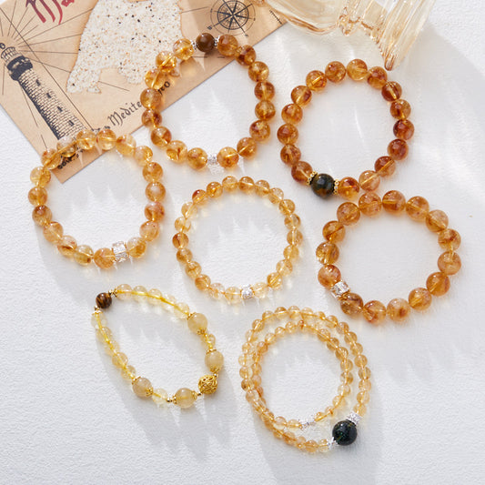 Brazil Citrine Bracelet Female Yellow Asse DIY Crystal Gem High-Grade Bracelet Girlfriend Gifts