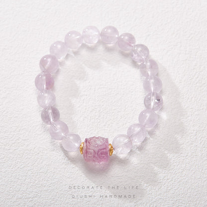 Nine Purple Fire Bracelet for Women Birth Year Bracelet Purple Jade Birth Year Lavender Crystal Good Luck Bead Road Pass Bracelet