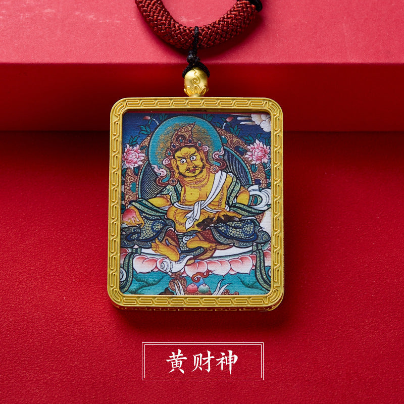Tibetan Style Zakiram Zodiac Birth Year Buddha Hand-Painted Thangka Gawu Box Pendant Necklace for Men and Women Past Life and Current Life