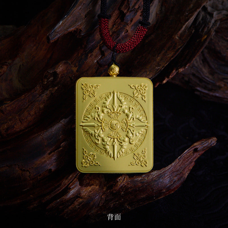 Tibetan Style Golden Thangka Necklace Five Green Tara Pendant Sweater Chain Gawu Box Zakilam Pendant Necklace