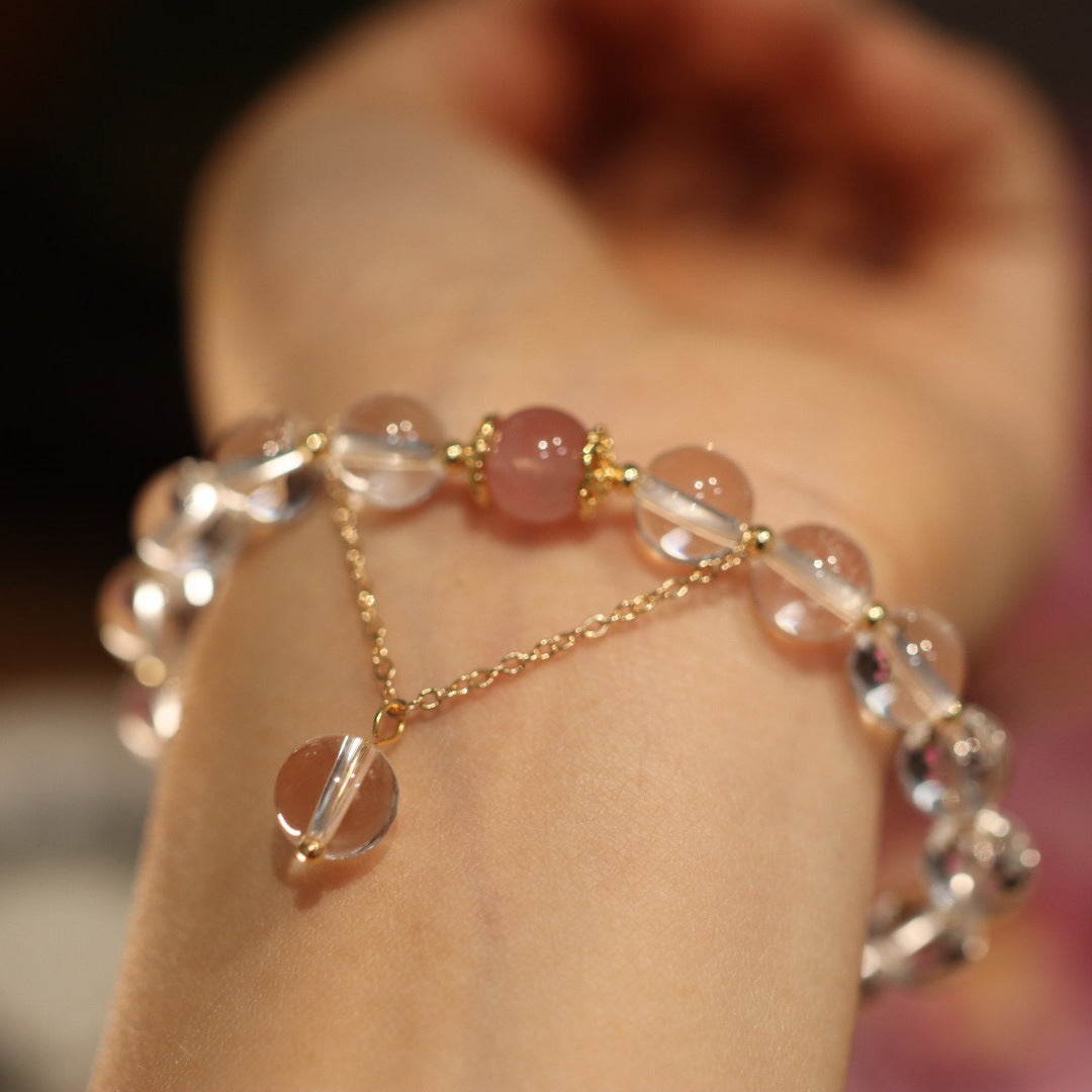 White Crystal Bracelet for Women Cat's Eye Obsidian Bracelet Lifetime Unisex Crystal Valentine's Day Couple Gift