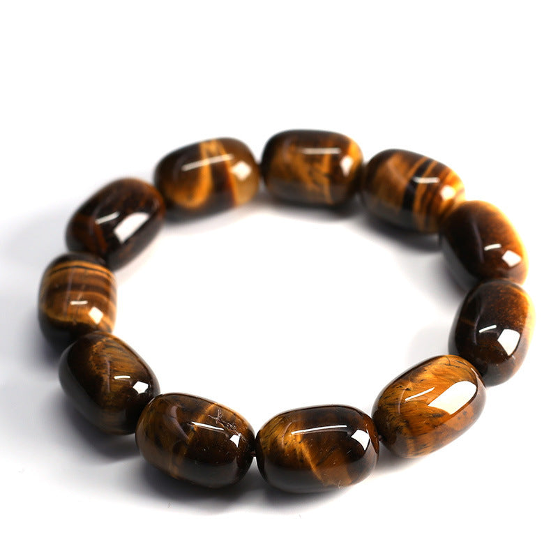 New Chinese Style Natural2A Tiger Eye Stone Bracelet Tiger Clear Cat Eye Wood Changer High-end Couple Bracelet