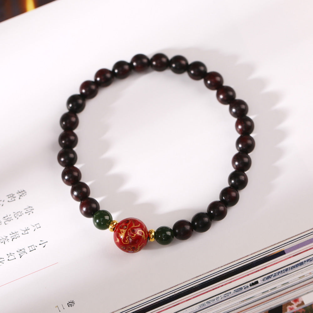 Natural Small Leaf Red Sandalwood Bracelet Authentic Old Material Sandalwood Buddha Beads Unisex Five-Way Five-Element Beads Wenwan Play Bracelet