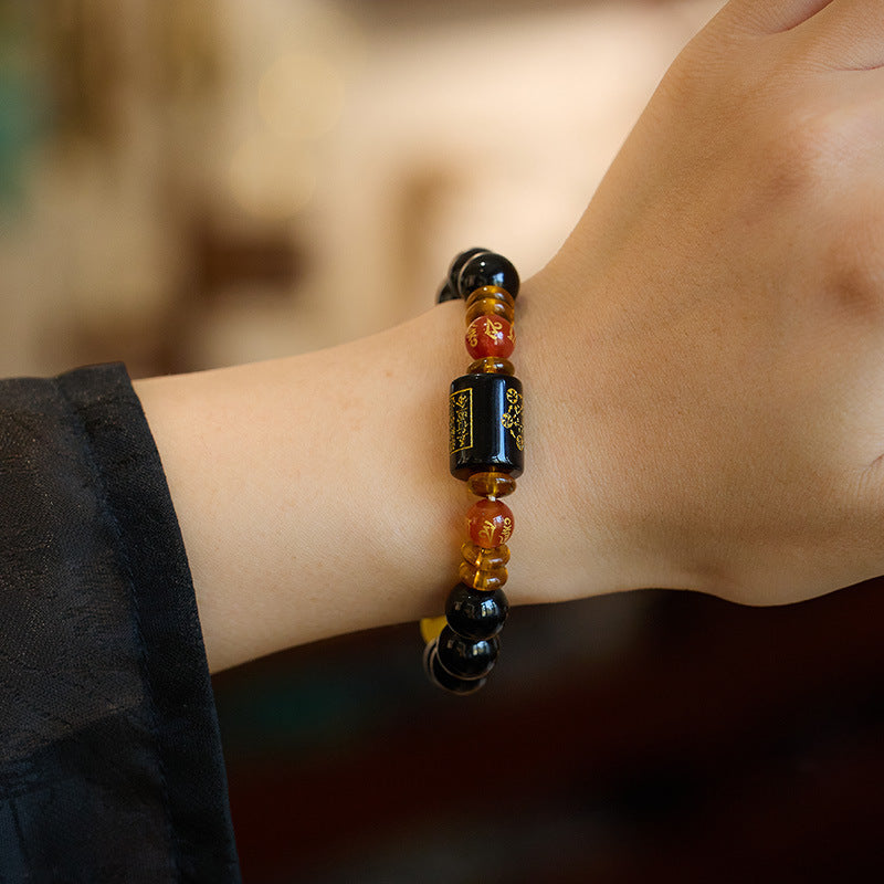 Temple Style Natural Agate Five Elements Bracelet Birth Year Five Elements Couple Zodiac Zodiac Year Bracelet Gift