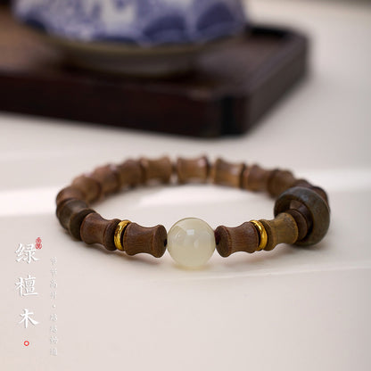 Natural Sandalwood Bamboo Knot Bracelet Luminous Beads Sandalwood Bracelet Cultural Play Prayer Beads Unisex Couple Bracelet