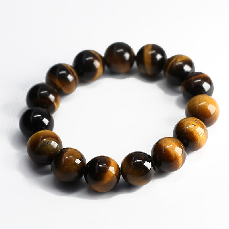 Jiaer Same Style Natural2A Premium Tiger Eye Stone Bracelet Wood Transformation Stone Tiger Clear Stone Bracelet High-end Couple Bracelet