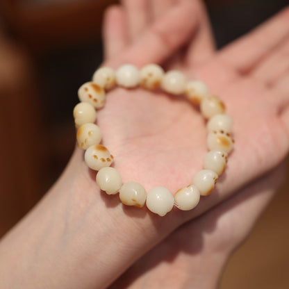 White Jade Bodhi Root Bracelet Burnt Cat Claw Bodhi Seed Bracelet High Polished Single Circle Buddhist Beads Wenwan Prayer Beads
