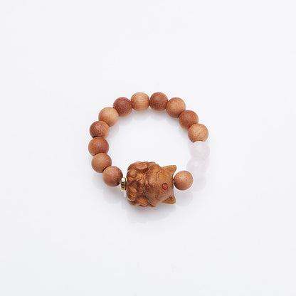 Fox Matchmaker Same Style Milk Fragrance Sandalwood Phoenix Nine Fox Demon Bracelet Nine-Tailed Fox Hetian Jade Double Circle Bracelet Set