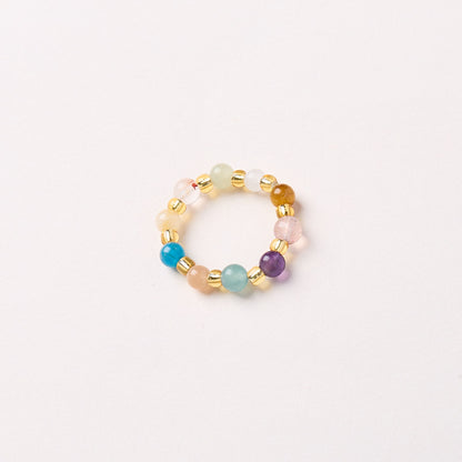 Natural tourmaline ring/freshwater pearl garnet crystal/stretch good luck peach blossom to temperament ring