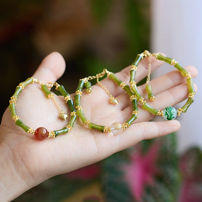New Chinese Bamboo Chain/onyx Heart Sutra Crystal String/Simple National Wind Good Luck Couples Hand Gift Accessories