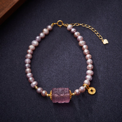 Natural Pearl Bracelet Woman/Purple Freshwater Pearl Loop Pathway Advanced Sense Bracelet/Gift to Girlfriend