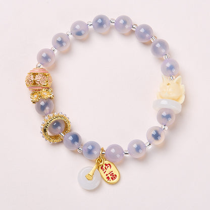 Yongxiang mit Peking-Asche glasierte Handschnur / Pulverporzellan Neunschwanzfuchs Blattgold Glücksarmband / Freundin Geschenk
