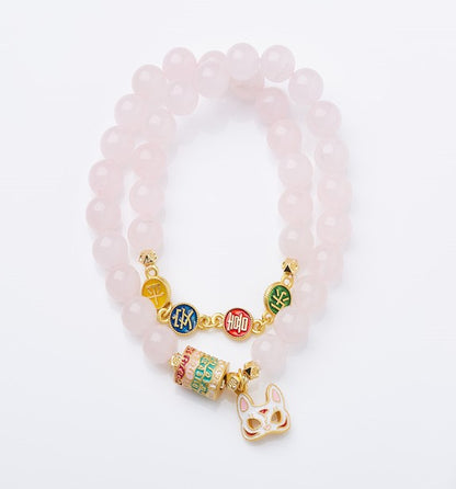 Yongxiang mit Peking-Asche glasierte Handschnur / Pulverporzellan Neunschwanzfuchs Blattgold Glücksarmband / Freundin Geschenk