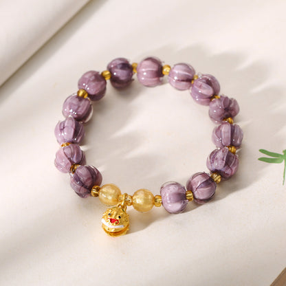 Temple with the same Twilight Mountain purple glazed bracelet female / purple gold glazed natural fluorite lion string / cultural play accessories