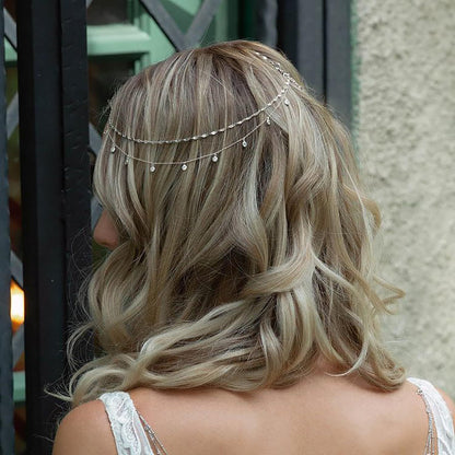 Braut Hochzeit Kopfschmuck Persönlichkeit wilde High-End-Strass-Anhänger Quaste Stirnkette Haarkette
