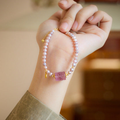 Natural Pearl Bracelet Woman/Purple Freshwater Pearl Loop Pathway Advanced Sense Bracelet/Gift to Girlfriend