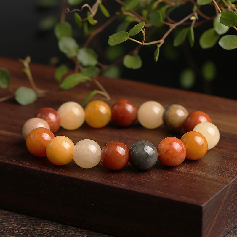Temple Natural Xinjiang Pumpkin Bead Bracelet / Couples Retro National Style / Gourd Pumpkin Gold Silk Jade Hand Skewers