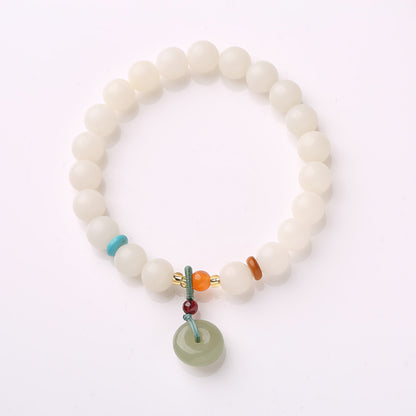 Original Natural Bodhi Root Hand Skewers/White Jade Bodhi 108 Buddha Bead Rosary/Bodhi Bracelet