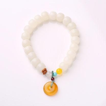 Original Natural Bodhi Root Hand Skewers/White Jade Bodhi 108 Buddha Bead Rosary/Bodhi Bracelet