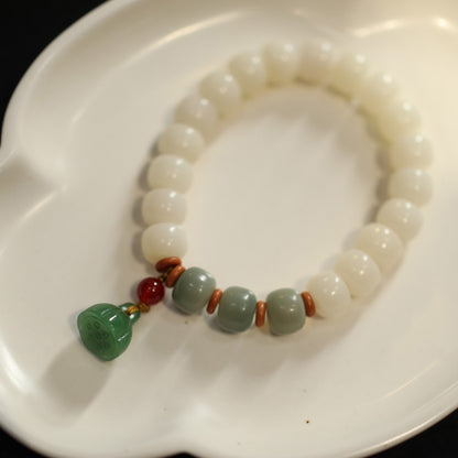 Original Natural Bodhi Root Hand Skewers/White Jade Bodhi 108 Buddha Bead Rosary/Bodhi Bracelet