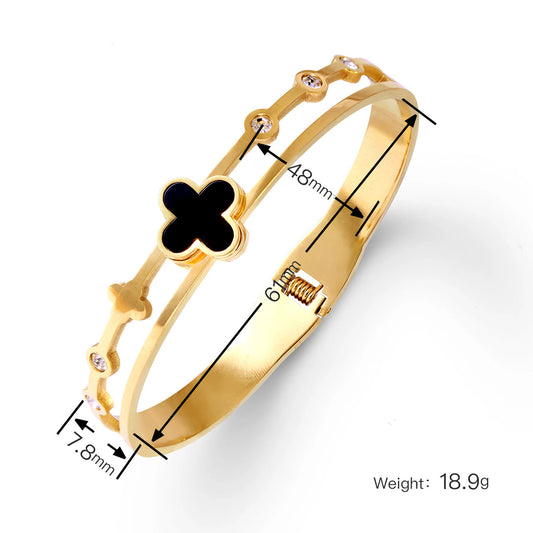 Four-leaf clover white shellfish gold bracelet