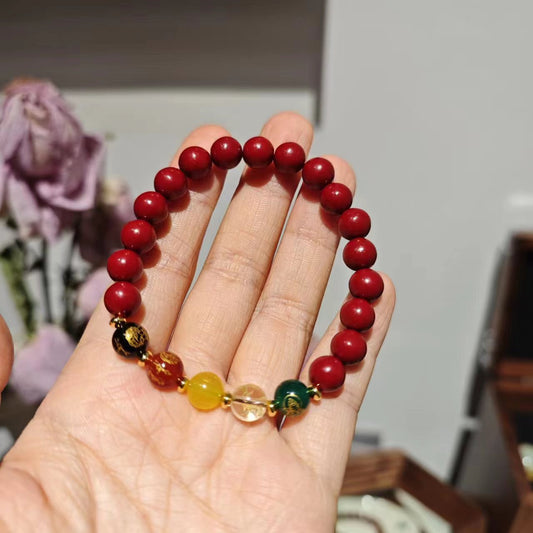 Temple with Chinese Onyx Five Road God of Wealth bracelet / Crystal Onyx Beaded Hand Skewers / Chinese Wind Gift