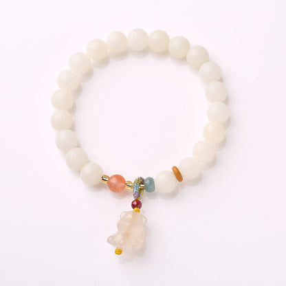Original Natural Bodhi Root Hand Skewers/White Jade Bodhi 108 Buddha Bead Rosary/Bodhi Bracelet